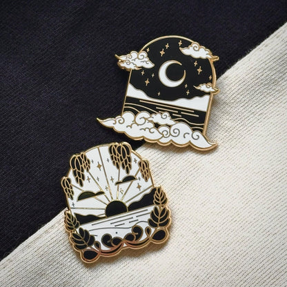 dawn & dusk enamel pins