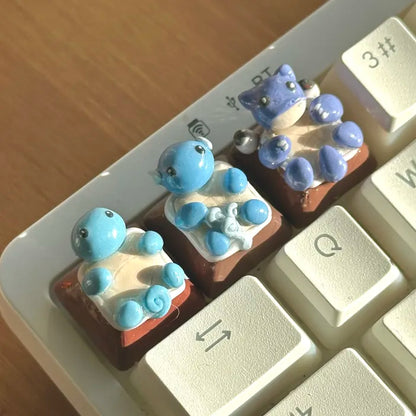 squirtle, wartortle, blastoise | pokemon artisan keycaps